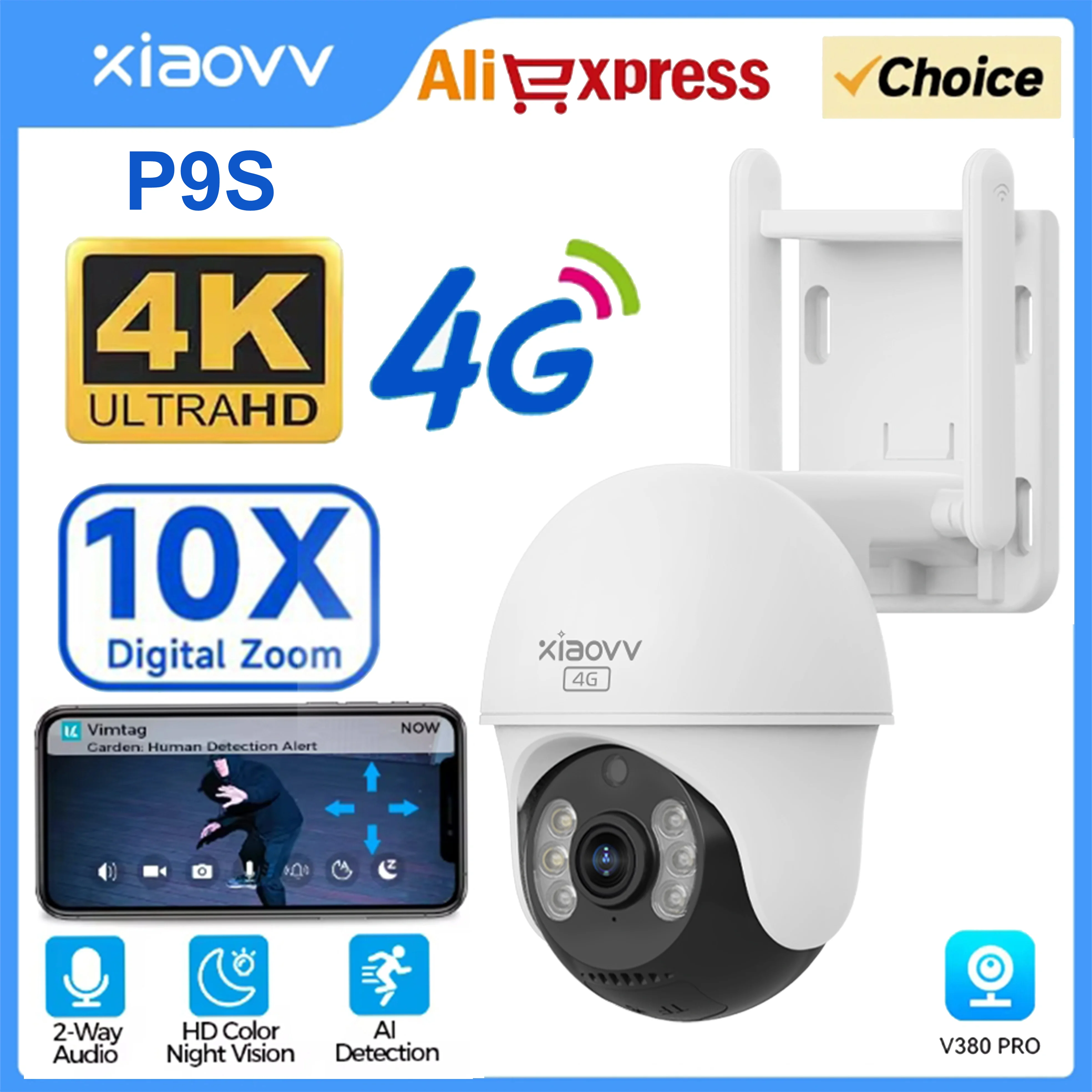XIAOVV 4G SIM 3MP Starlight Outdoor Security PTZ Camera IP66 Waterproof with Two-Way Talk and Motion Detection Remote Monitoring 1