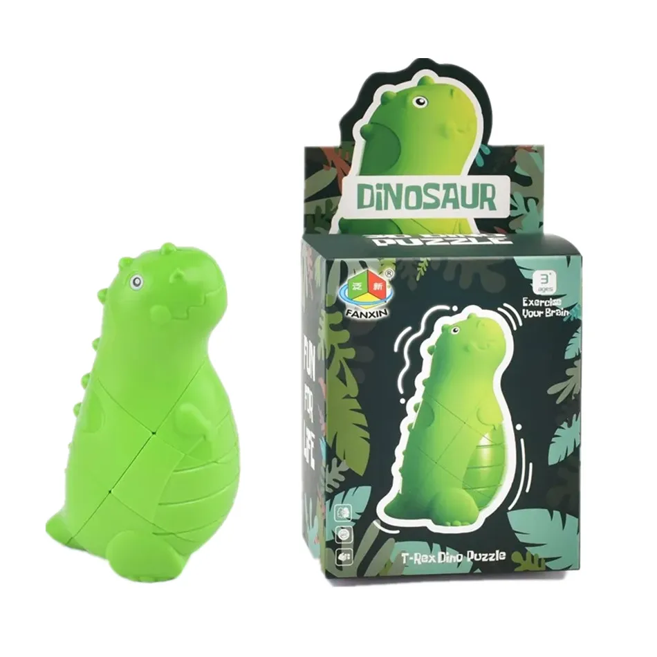 FANXIN 3x3 Dinosaur Magic Cube Cute Dinosaur Model 3x3x3 Magic Cube Puzzle Toy Cubo Magico Dinosaur Model For Children Kids Gif 4
