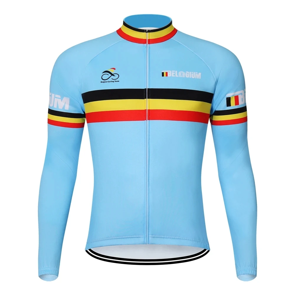 Men's Long Sleeve Pro Team Cycling Jersey, Blue - Lightweight Downhill Winter Racing Wear