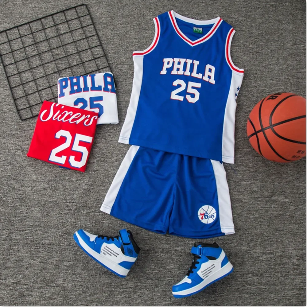 New 24/25 children's clothing set sweat-absorbent and quick-drying boys and girls25 basketball jersey set primary school student
