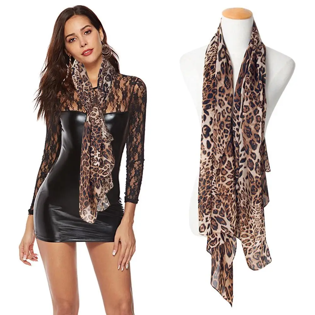 Vintage Leopard Print Scarf Fashion Soft Chiffon Shawl Scarf Women Winter Animal Print Leopard Scarves For Women