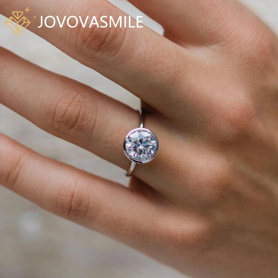 

JOVOVASMILE Woman Wedding Ring Moissanite 3 Carat 9mm Round Brilliant Shape VVS1 D Color Jewelry with Certification