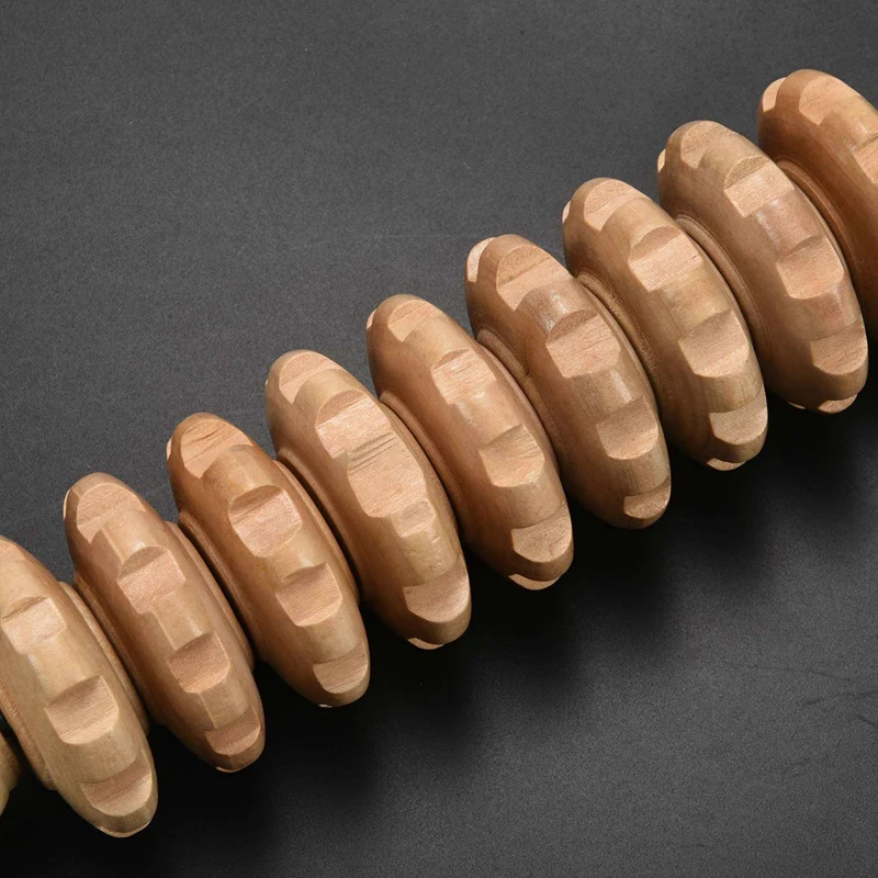 2X Lady Home Wooden Wheel 9 Rollers Belly Health Massager