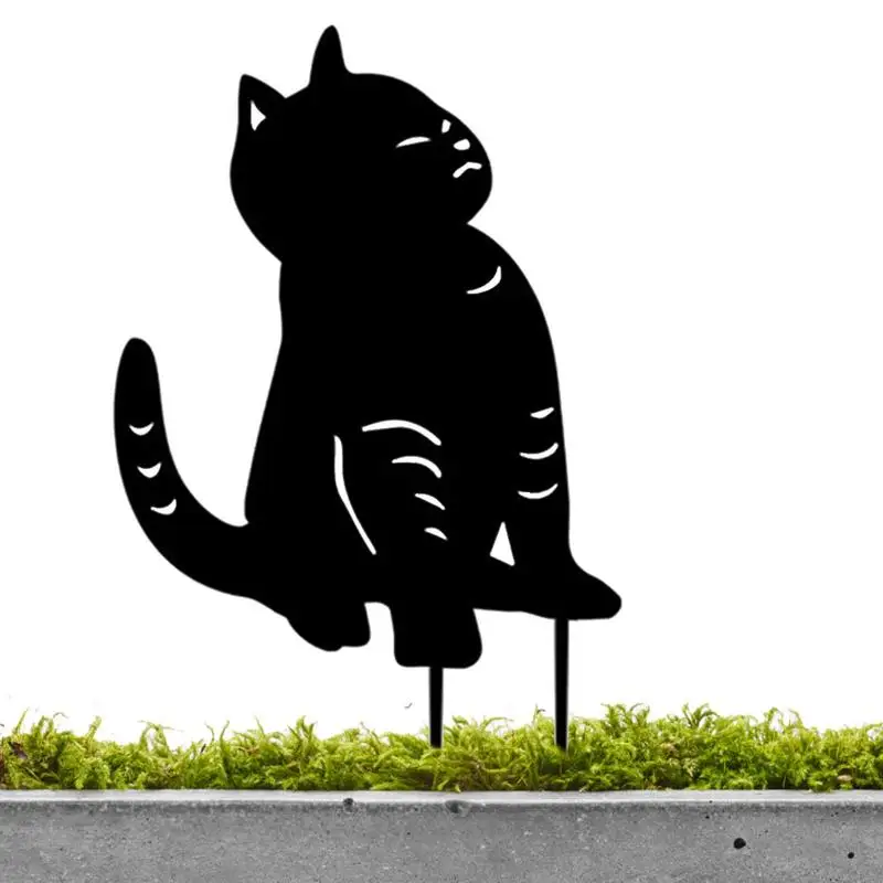 

Animal Silhouette Garden Stake Animal Garden Art Outdoor Lawn Statue Black Cat/Dog Hollow Silhouette Yard Stake Ornament Outdoor