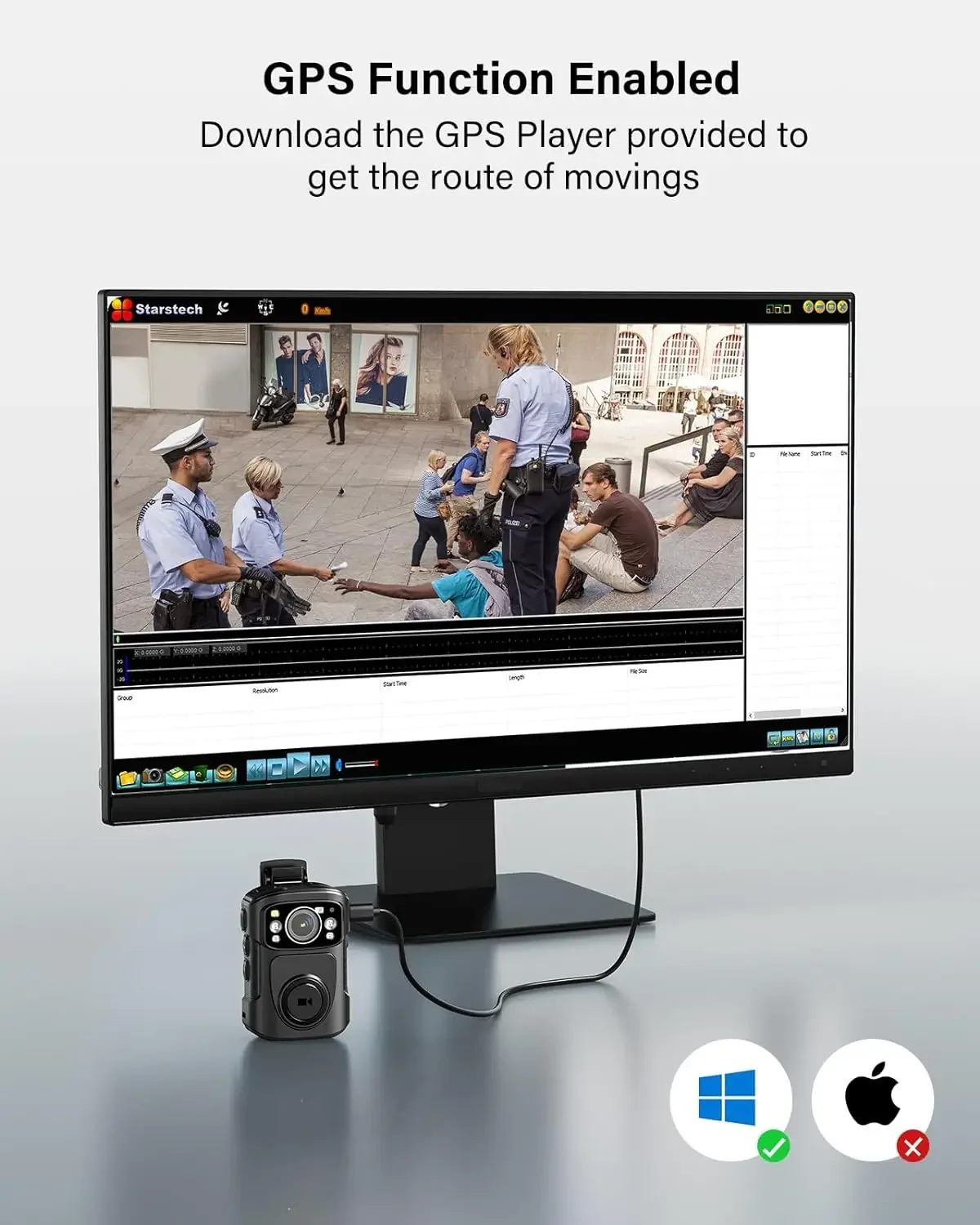 4K Body Camera IP68 GPS Bodycam 128GB & Charging Dock