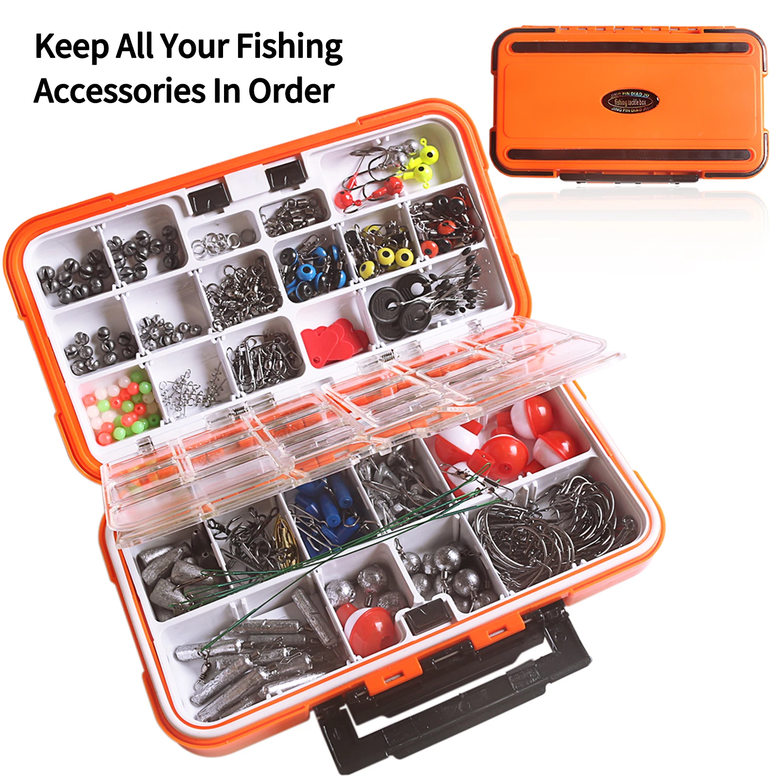 343pcs Fishing Accessories Kit Including Tackle Box Fishing Hooks Weights  Jig Heads Sequins Barrel Swivels Sea Beans