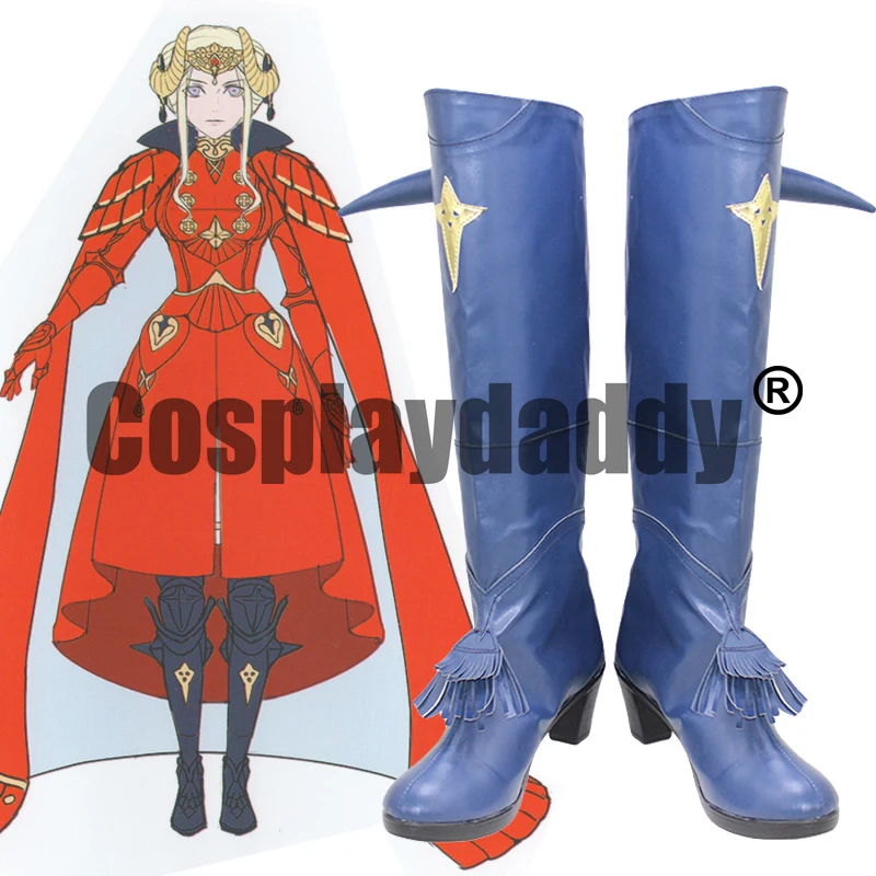 

Fire Emblem: Three Houses FETH Black Eagles Lady Edelgard von Hresvelg Flame Emperor Ver. Cosplay Blue Shoes Tall Boots X002