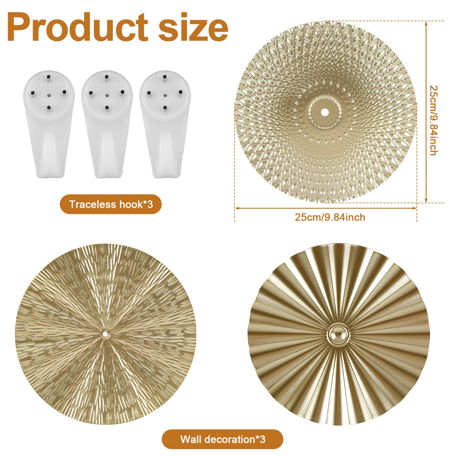 Nordic Light Luxury Golden Iron Disc Wall Art Decor