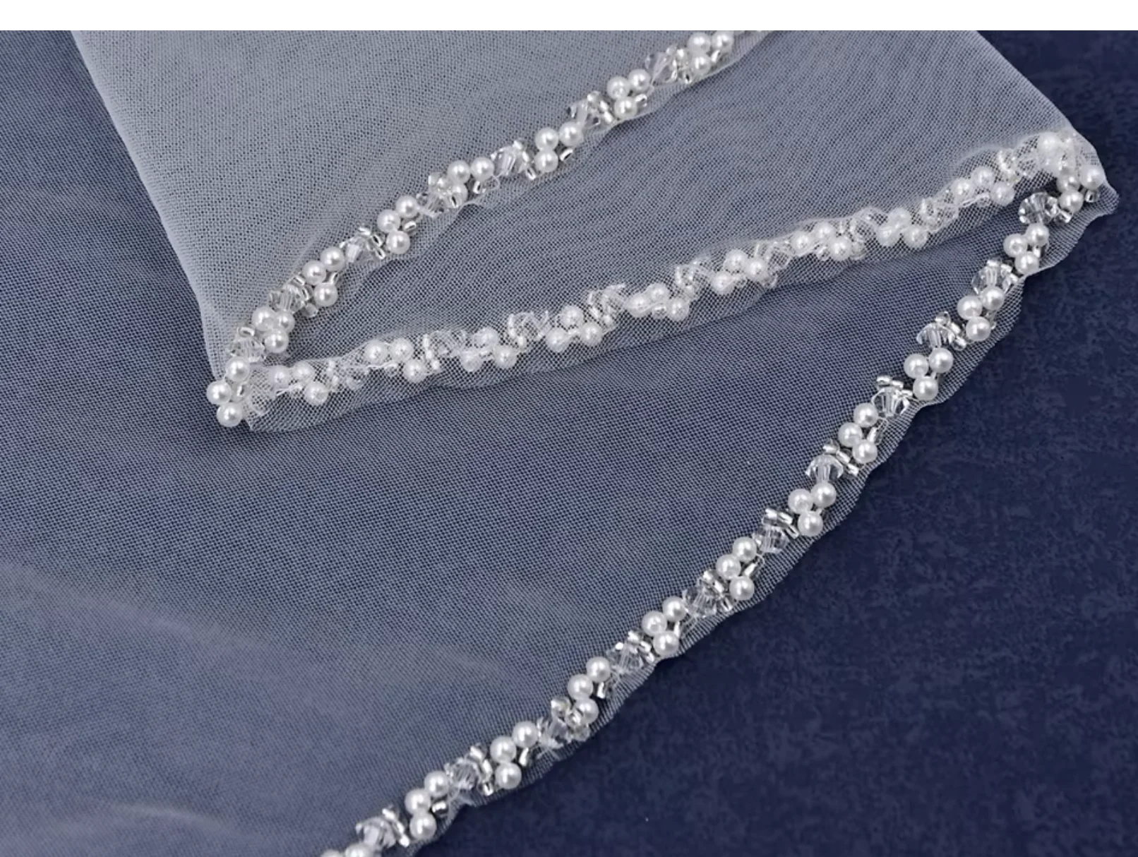 Bridal Veil TOPQUEEN V175 Crystal Edge Wedding Veils for Bride with Rhinestones Cathedral 1 Tier Wedding Hair Accessories