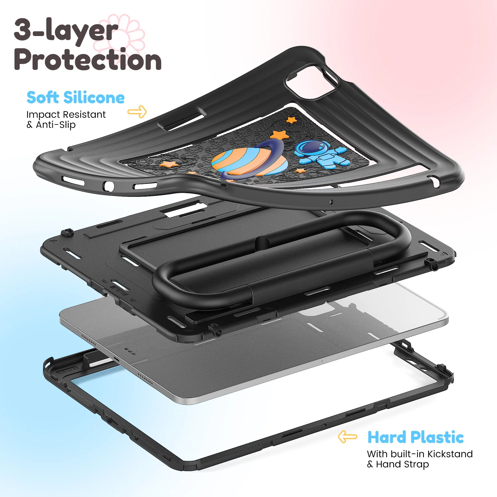 Children's Shockproof Tablet Case - Multi-Purpose Design with Handle Stand and Pencil Holder