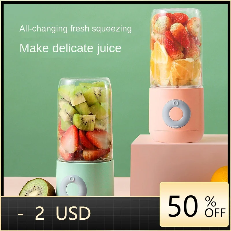 500Ml Portable Blender 6 Blades Usb Rechargeable Fresh Fruit Juice Mixer  Electric Shake Cup Cute Blender Smoothie Ice Crush Cup