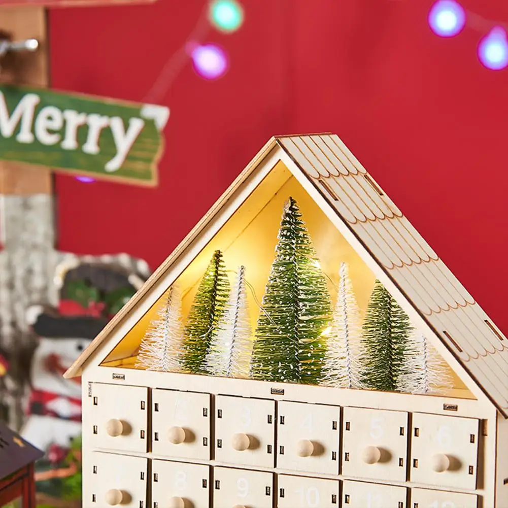 Wooden Christmas Advent Calendar With 24 Empty Storage Drawers House Shape  Christmas Countdown Calendar Home Decor - AliExpress