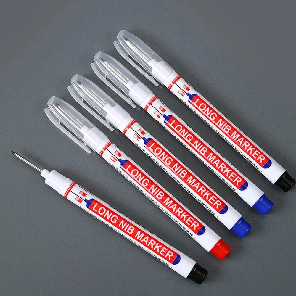 Long Head Markers Pen Multi-purpose for Woodworking Tile Decoration Deep Hole Marker Pens Red/Black/Blue/Green/White Ink
