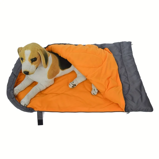 Fleece Camping Dog Bed Zippered Winter Waterproof Outdoor Pet Sleeping Bag - Padded and Comfortable for Pets 3