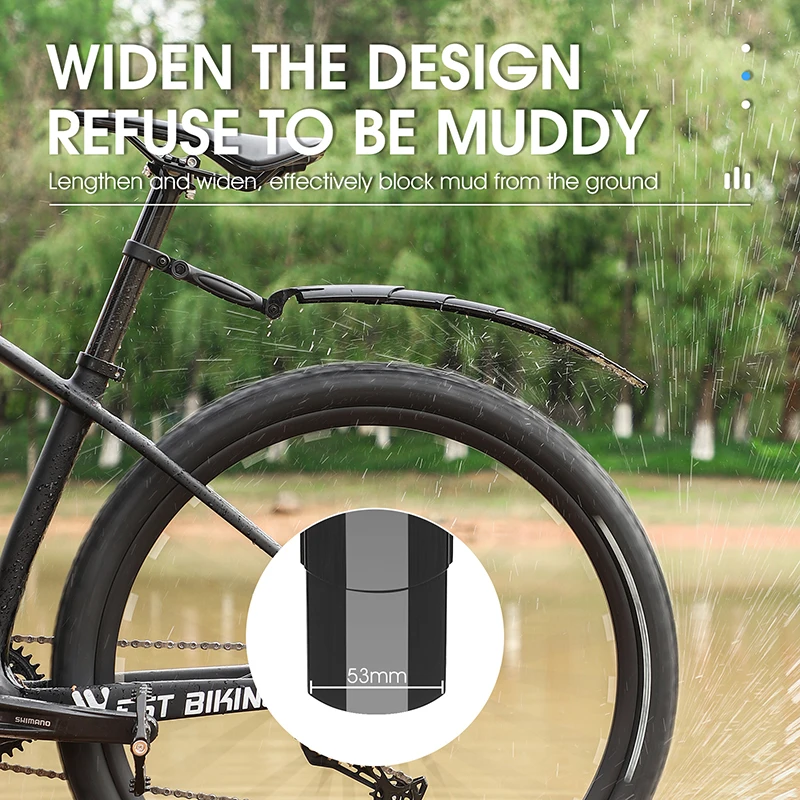 WEST BIKING Foldable Bicycle Fender Universal MTB Road Bike Mudguard Set Adjustable Cycling Wheel Wing MTB Road Bike Accessories