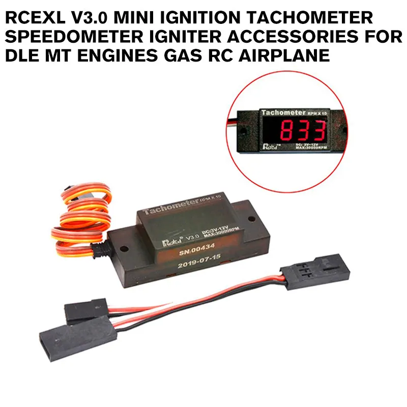 Rcexl V3.0 Mini Ignition Tachometer Speedometer Igniter Accessories for DLE MT Engines Gas RC Airplane