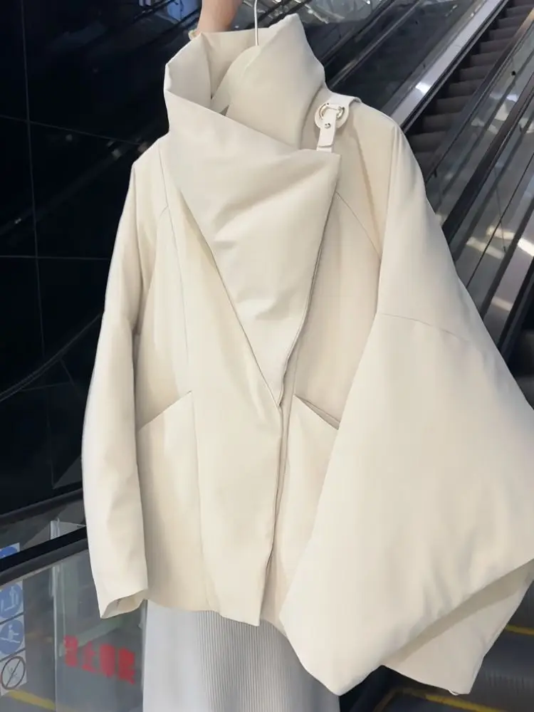Short Large Lapel Cotton-Padded Jacket Women's Overcoat Autumn Winter 2026 New High-End Loose Warm Chic Bread Clothing Coat