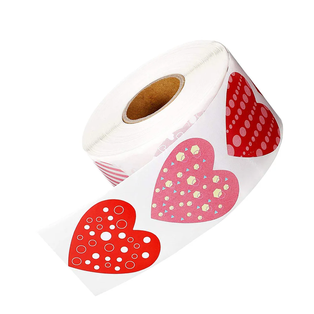 500Pcs/Roll Self-Adhesive Heart Shaped Stickers Valentines Day Wedding Gift Packing Bag Packaging Labels Love Scrapbooking Diy