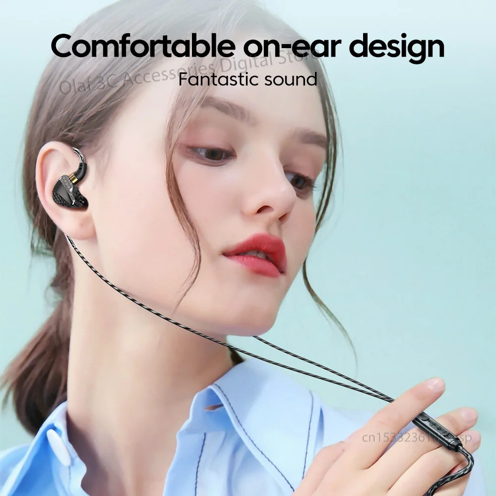 OLAF DAC Type C/3.5mm HIFI Earphones Wired Headphones Bass Stereo Handsfree Cable Headset Gamer Earbuds Line Control For Phones 3