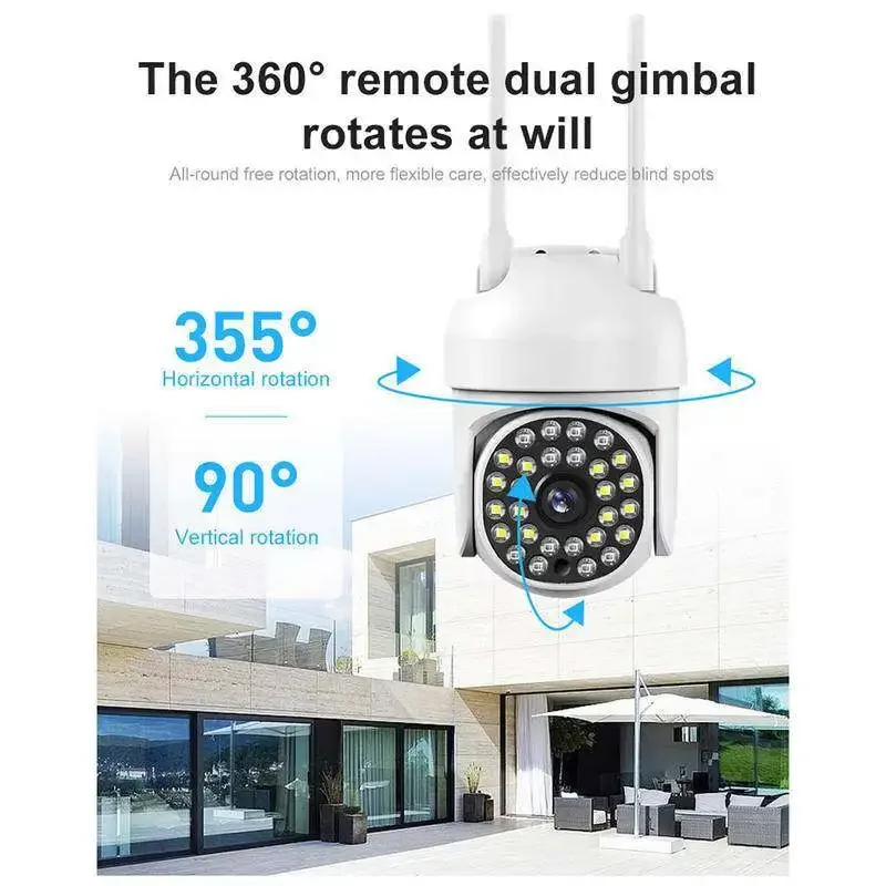 2.4G WiFi 28 LED Wireless PTZ Camera Two-way Audio Infrared Night Vision Motion Detection 360 Degree Rotating for Indoor Outdoor 3