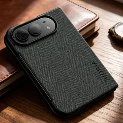 Luxury Textile Leather Soft Phone Cover Case - Elegant Duo Ultra Fold Design for iPhone Duo (Gray)