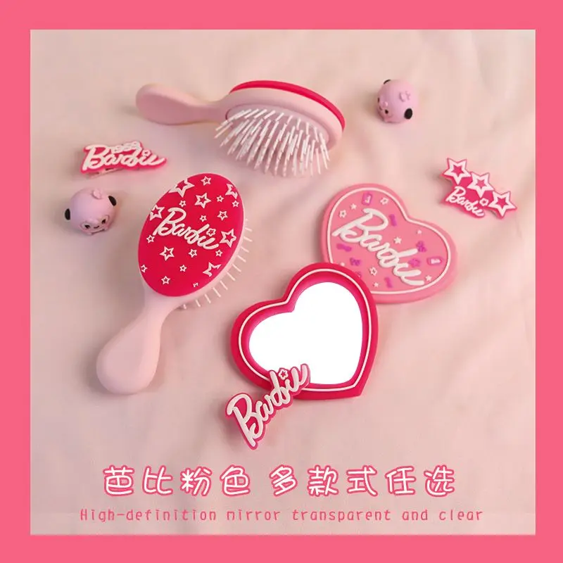 

Barbie Makeup Mirror Airbag Massage Comb Cute Girls Long Hair Comb Love Heart Smooth Hair Stretchy Air Cushion Combs Kids Clips