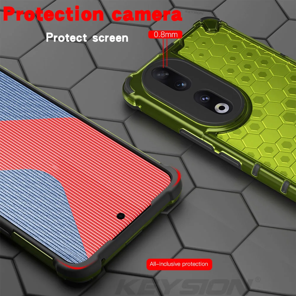 KEYSION Shockproof Armor Case for Honor 90 5G 90 Lite Silicone+PC Transparent Honeycomb Phone Cover for Huawei Honor 70 Lite 5G