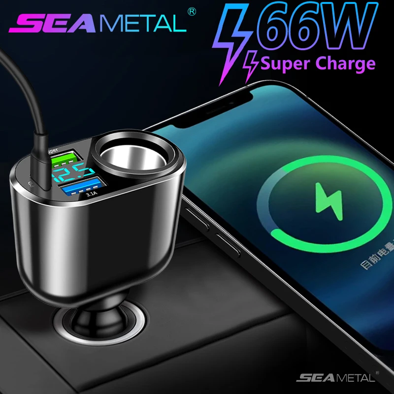 Car Charger 3 USB Port Fast Charge Adapter for 12V 24V Vehicles
