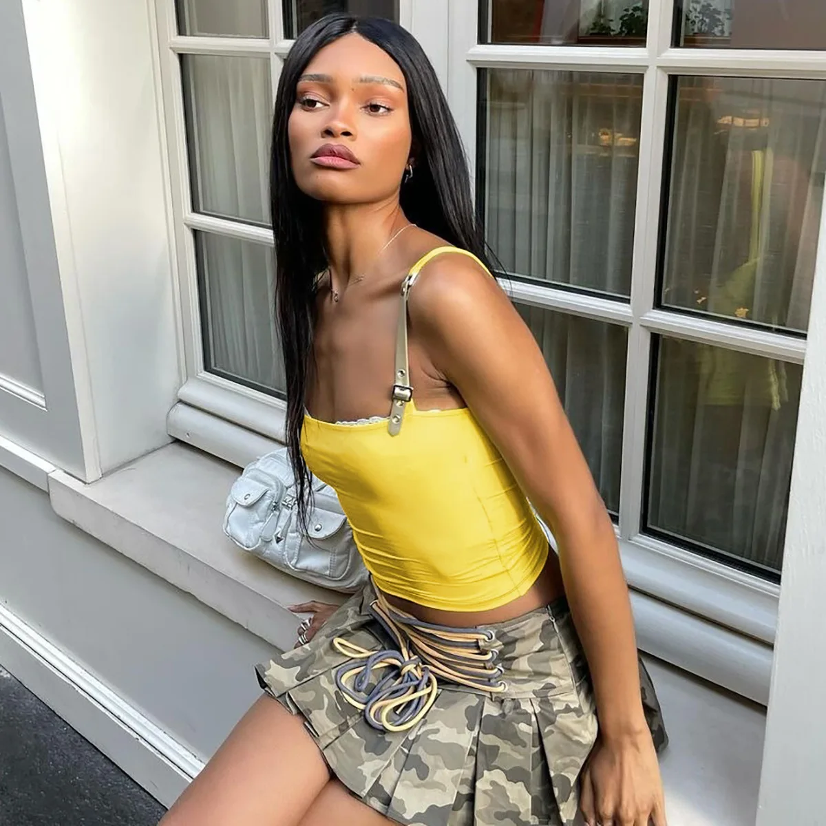 Summer Lace Patchwork Tank Top For Women Backless Slim Square Collar Cropped Sexy Y2k Vest Female Contrast Streetwear 2025