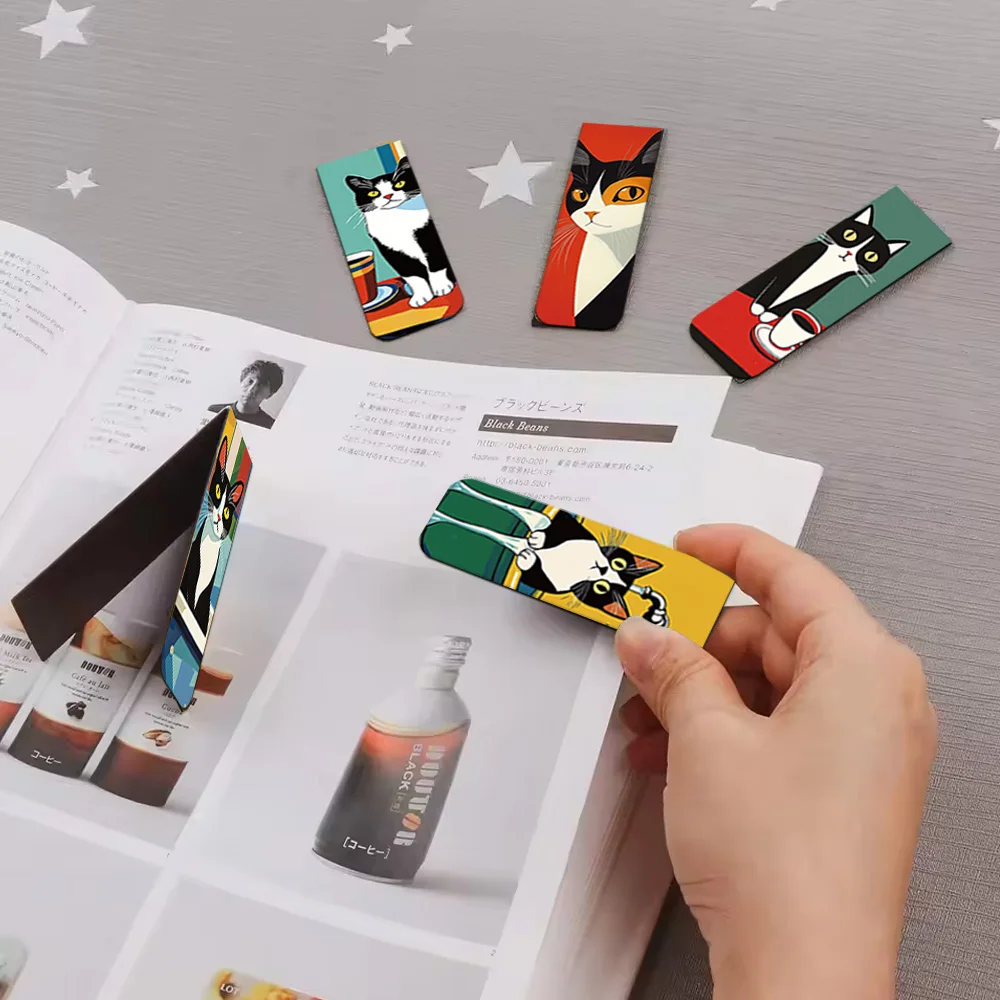 Magnetic Bookmark 5PCS Cute Simple Fun Cat Art Creative Animal DIY Paper Books Page Marking animal bookmark bookmarks stationery supplies