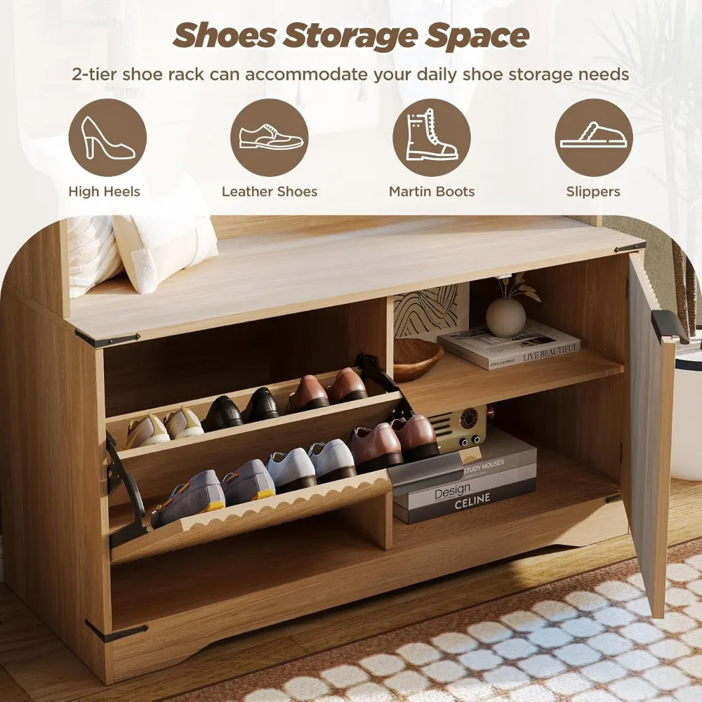 5-in-1 Hall Tree with Bench 3