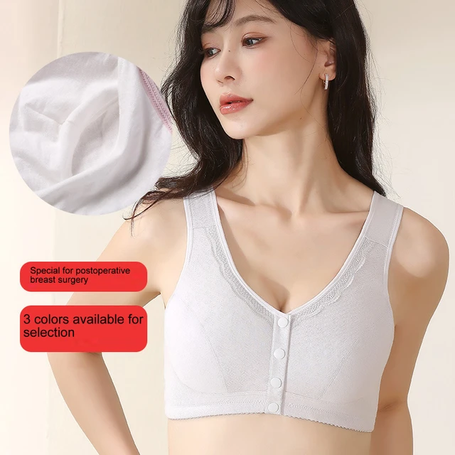 Women's Mastectomy bra front button cotton band prosthetic pocket shape8116