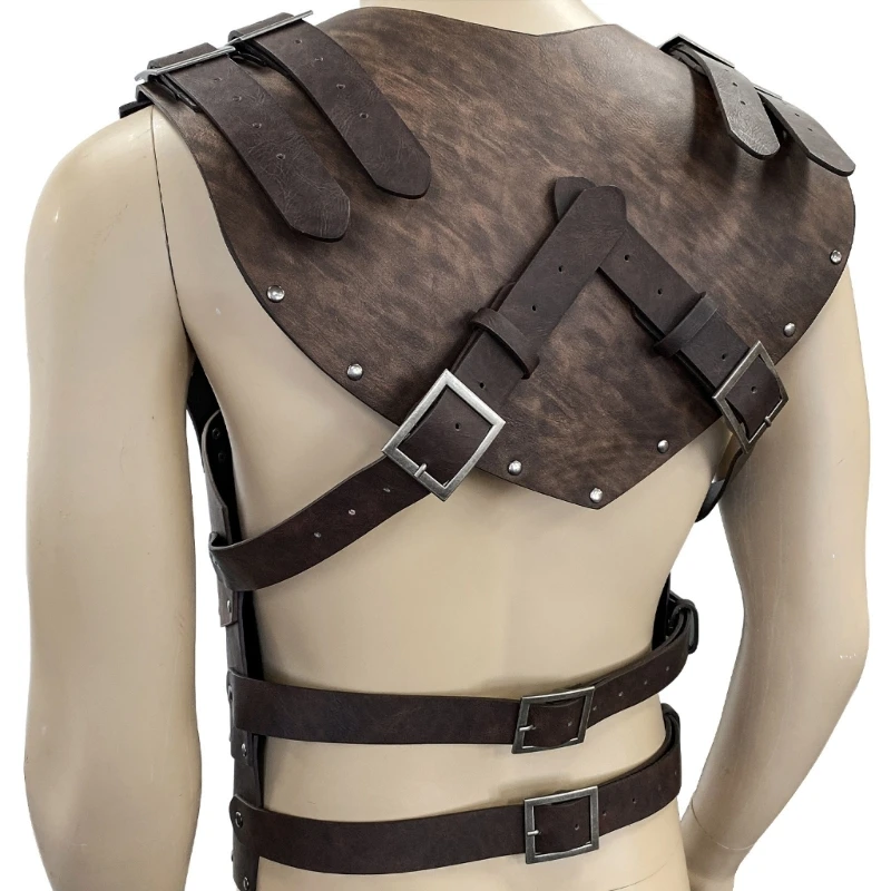 Mens Viking PU Leather Chest Armors Knight Leather Body Armors Medieval Armors Cosplays Jerkins Coat Halloweens 3