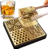 Ice Stamp Tray for Cocktails & Whiskey - Brass Ice Cube Imprinter for Clear Ice Cubes -Ice Press Craft Modern Ice 1