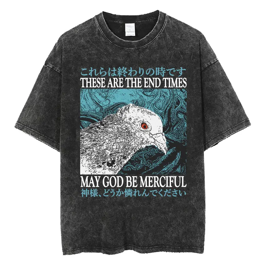 thumbnail image 1 of Camiseta The Horrors Never Ending Yet I Remain Silly, divertida camiseta lavada Retro de rana de estilo japonés, camisetas de gran tamaño para hombres, 1 of 5