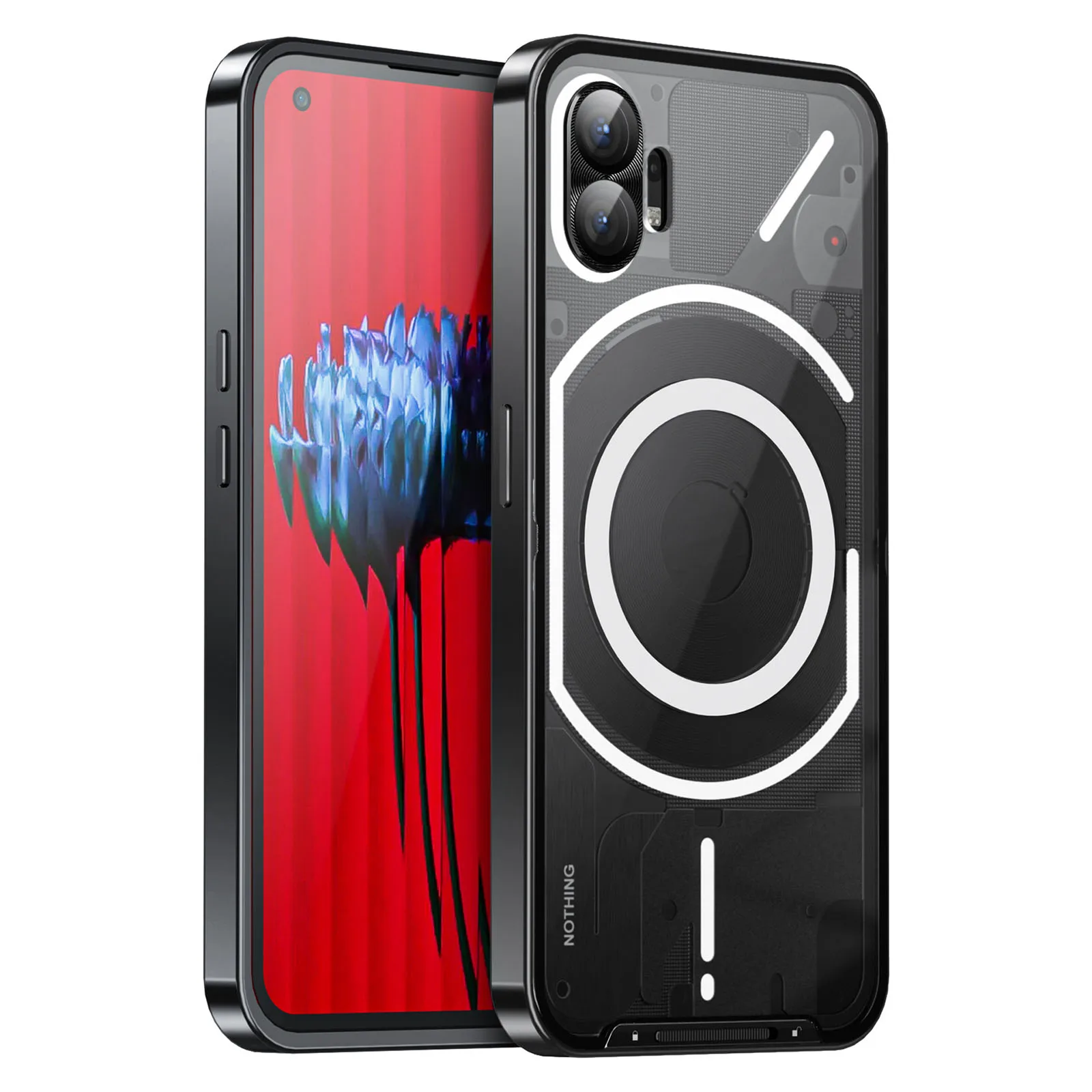 

Magnetic Case for Nothing Phone 1 Frosted Case Metal Shockproof Phone Cases with Lens Film Metal Magnetic Protection Cover