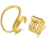 2pcs/set Women Rings Exaggerated Lines Rings for Women Fashion Simple Distorted Geometric Party Statement Designer Jewelry 5