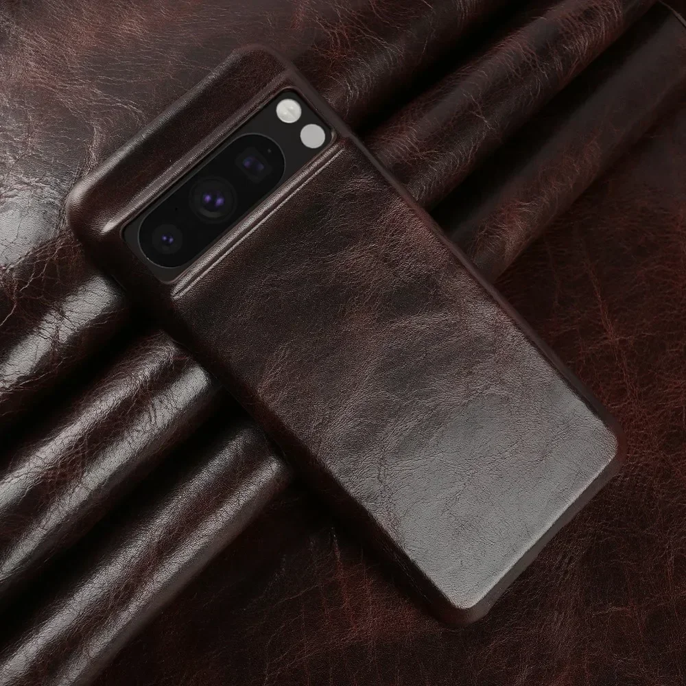 Premium Cowhide Leather Phone Cover - Durable Back Shell Protection