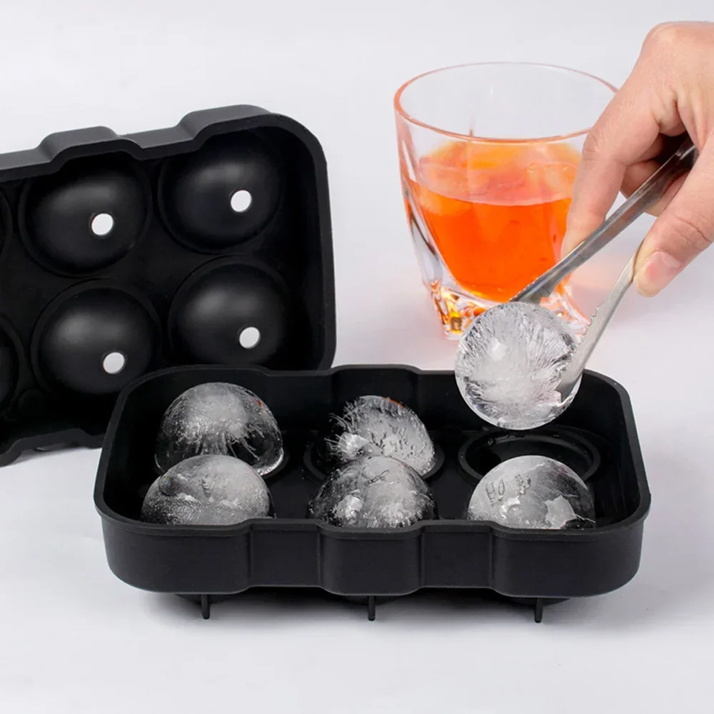 Large Ice Cube Tray with Lid Silicone Square Ice Cube Maker Ball Freezer Mold for Whiskey Cocktail Iced Coffee 4/6/8 Grids silicone ice cube tray