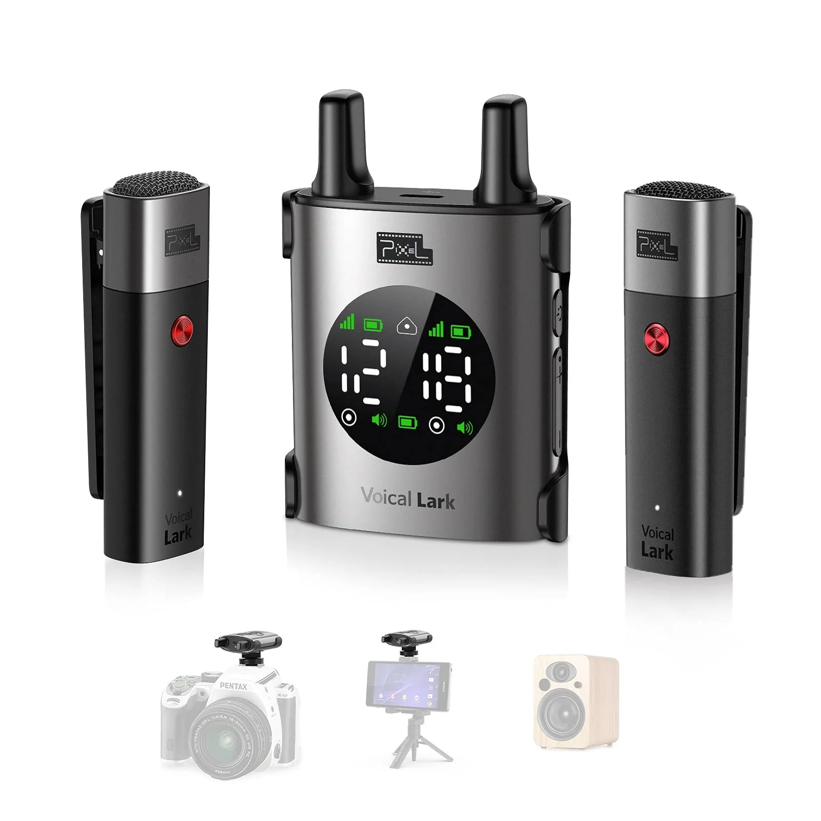 픽셀 보컬 Lark 무선 마이크 시스템 2.4GHz 인터뷰 Lavalier Lapel Mic 수신기 키트 1to1 1to2 for phone DSLR Tablet