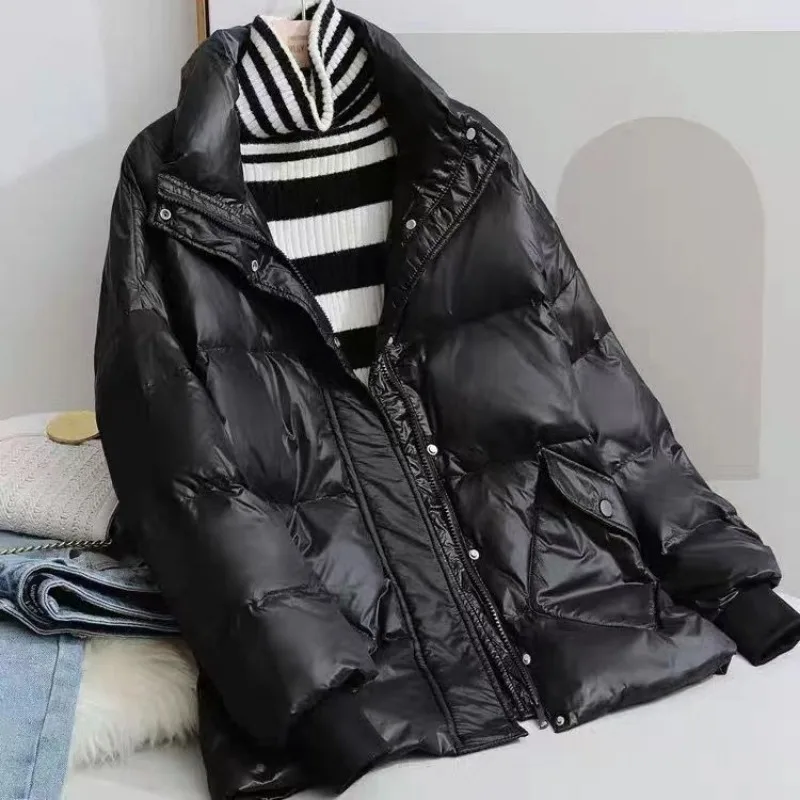 2023 New Women Down Jacket Winter Coat Female Warm Thick Parkas Loose Large Size Outwear Stylish Slim Stand Collar Overcoat