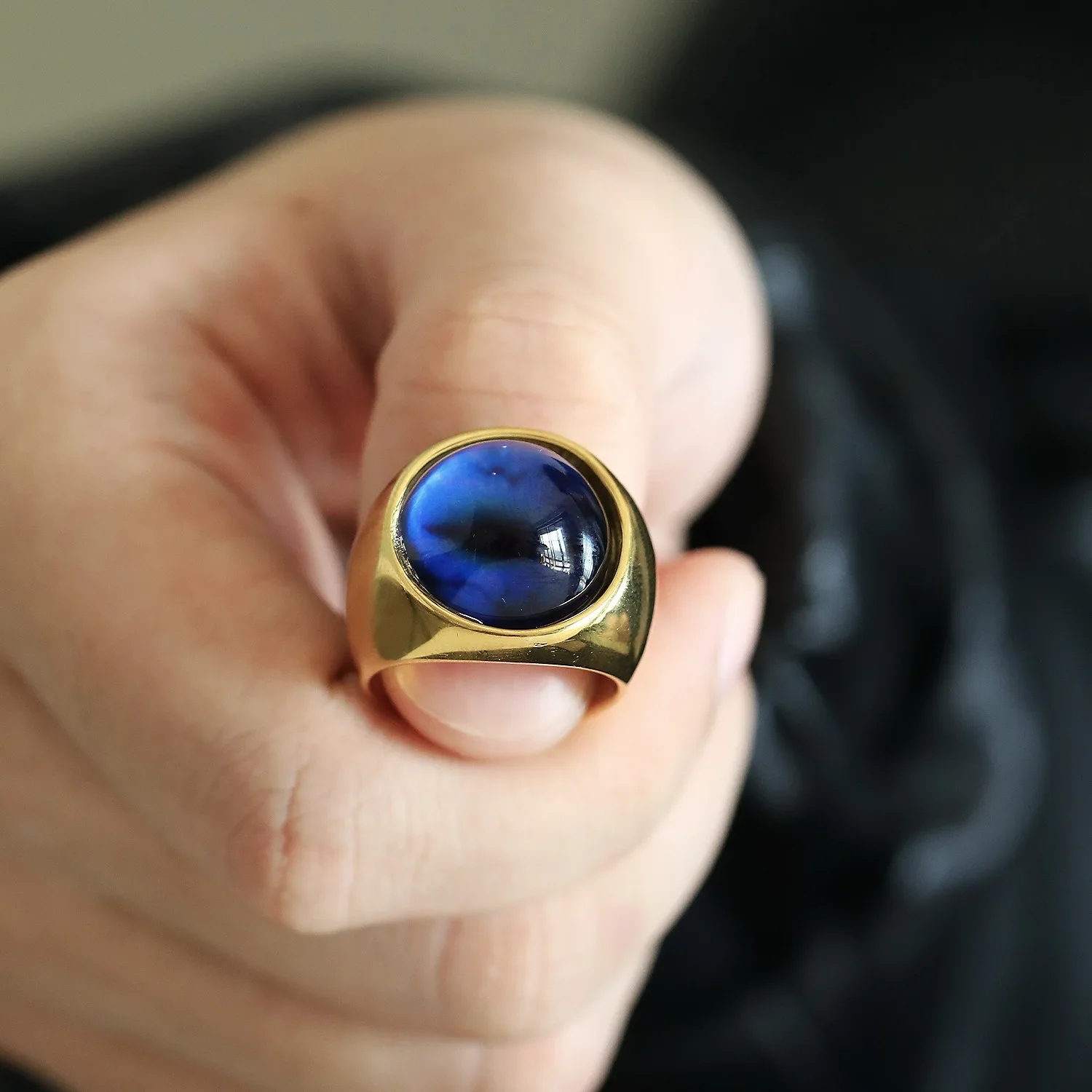 Punk Hiphop Multicolour Evil Eye Chunky Finger Ring Men Waterproof Gold Plate Lightweight Stainless Steel Rings Turkey Jewelry