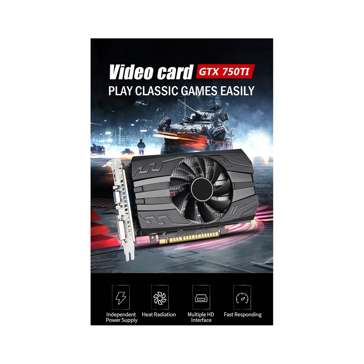 GTX750TI �׷��� ī��, DDR5 2GB, 128 ��Ʈ, 1020MHz, 1350 MHz, 28Nm, PCle X16, 3.0 VGA, HD, DVI ���� ī��