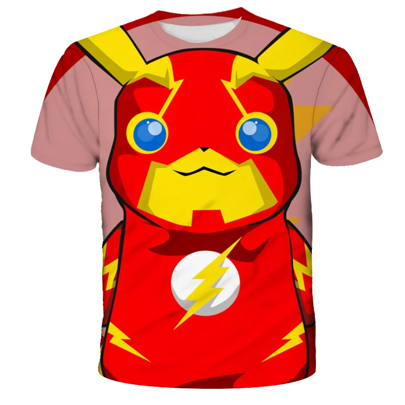 

Cartoon T-shirt for children Pikachu 3D printed boys' short sleeved summer cute kids' clothing soft and quick drying girls' top