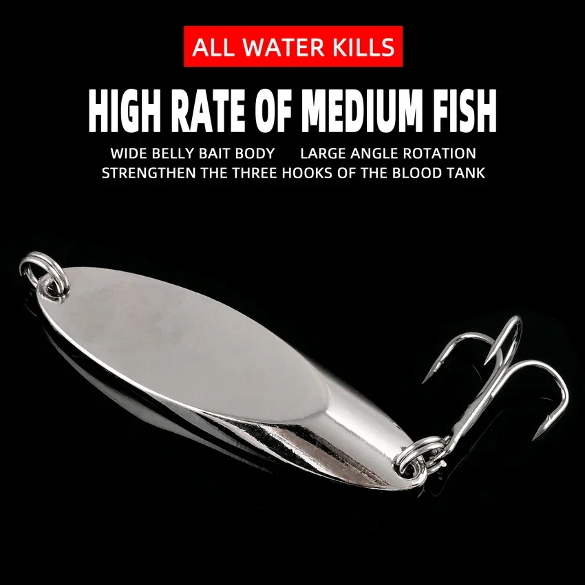 1pcs 3g 7g 14g 21g 28g 56G Metal Spinner Spoon Fishing Lure Hard Baits Spinnerbait for Trout Pike Pesca Peche Treble Hook Tackle