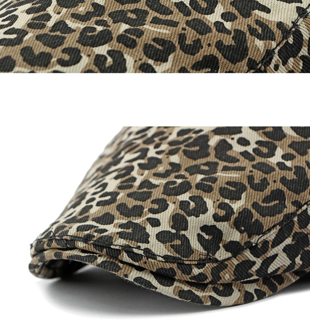 HT4377 Herren-Baskenmützen Damen Vintage Leoparden-Künstlermütze Unisex Frühlings-Ivy-Flatcap Verstellbare Baskenmützen – Detail 13