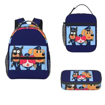 Sheriff Labrador zaini ragazzi ragazze Bookbag bambini scuola borse cartone animato bambini zaino pranzo borsa penna Set tre pezzi