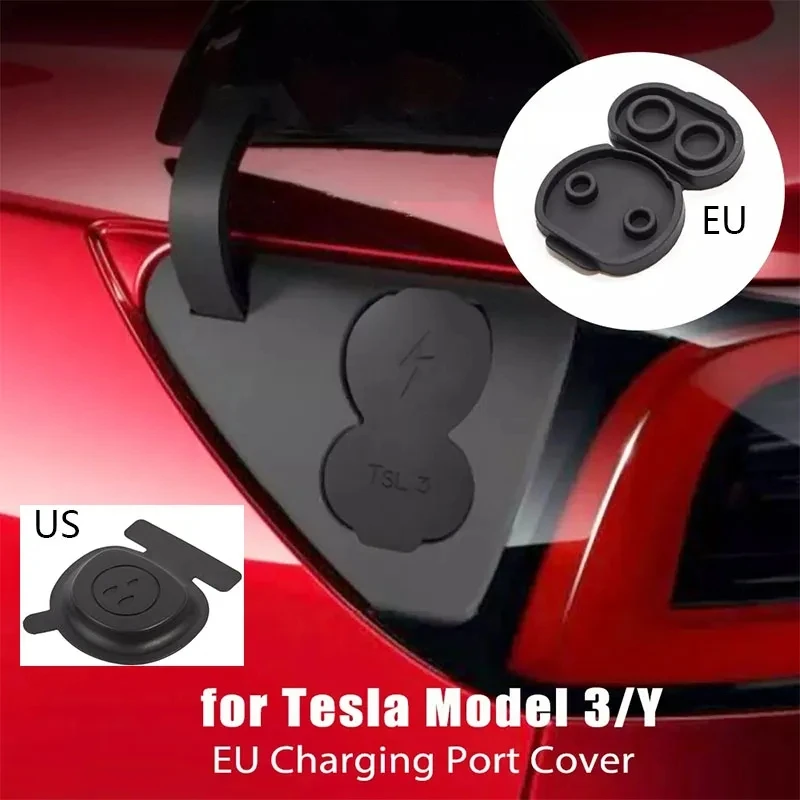 Protector de puerto de carga CCS EU para Tesla Model 3/Y, 2017-2022, impermeable, a prueba de polvo, tapa de enchufe de silicona suave, accesorios de coche