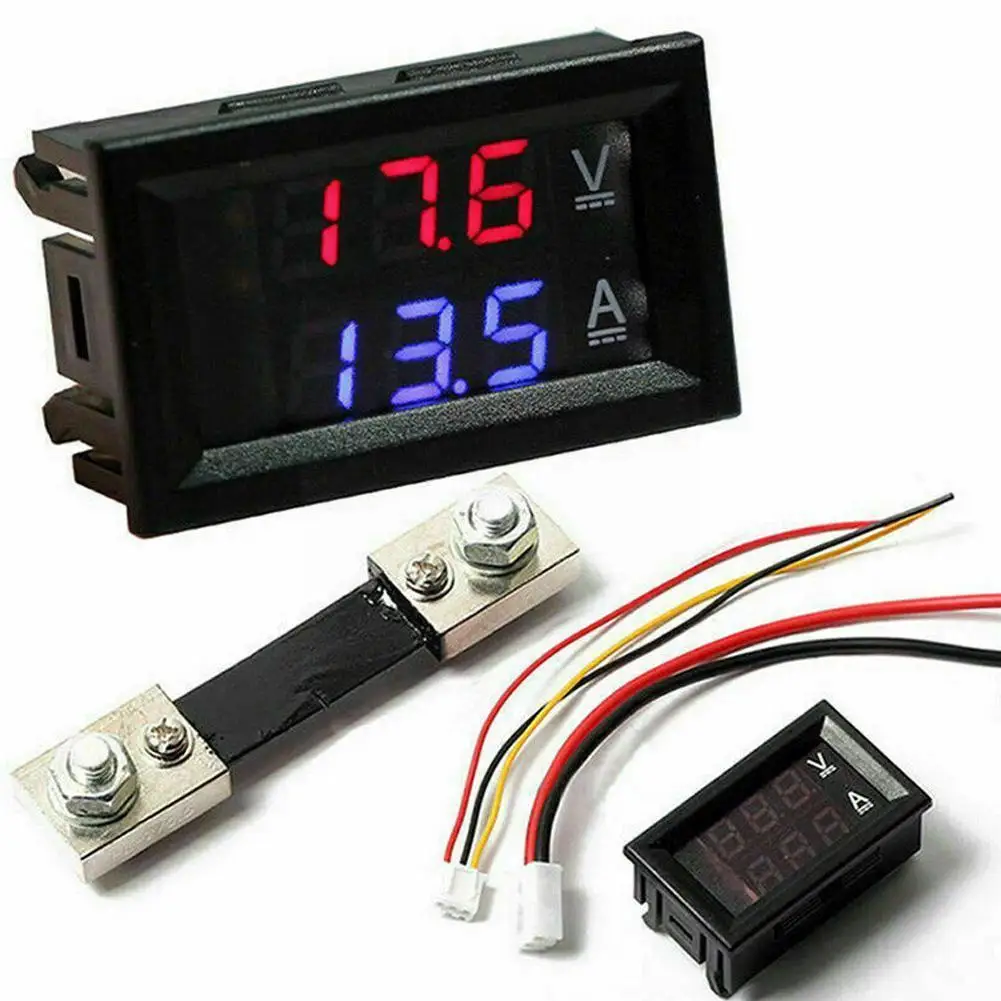

DC0-100V 1A 10A 50A 100A Voltmeter Ammeter Red Blue Volt Amp Meter Gauge Green Dual Digital LED Display Digital LED P3W7