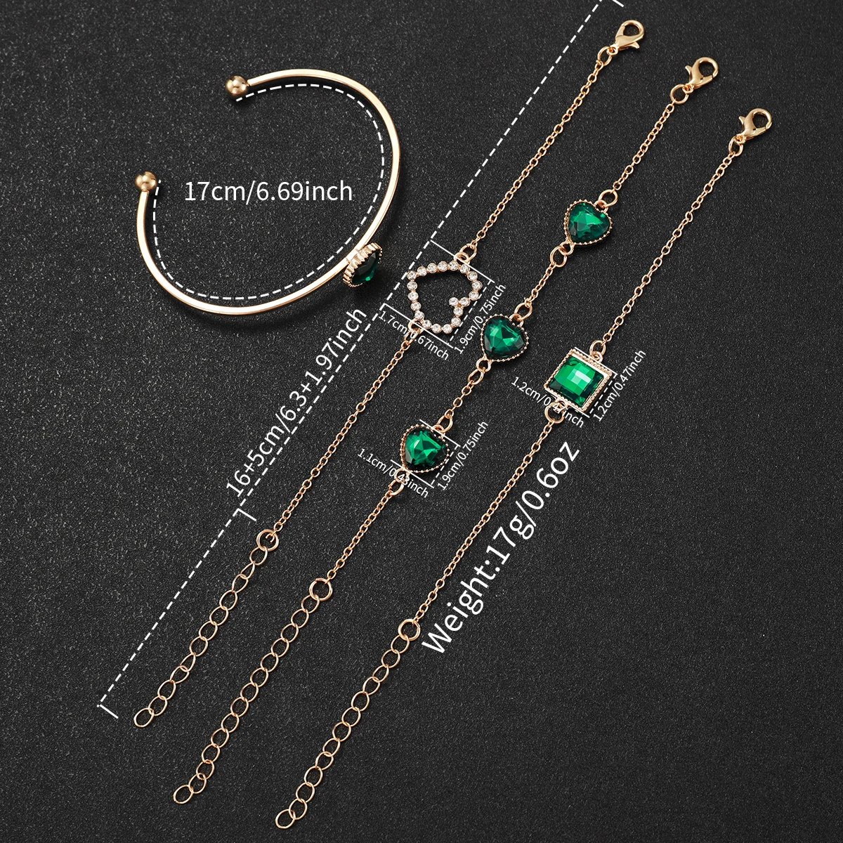 5PCS/Set Fashion Green Dial Women Quartz Watch Steel Band Watches Bracelets Set（Without Box） 6
